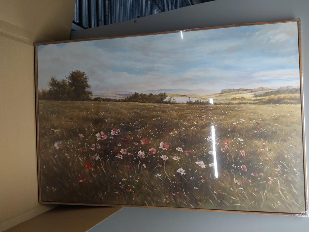 OIQArtOIQ Framed Vintage Landscape Wall Art Cottage Natural Scenery Oil Painting Canvas Prints Country Farmhouse Rustic Fall Decor Aesthetic Pictures for Kitchen Bedroom Living Room Bathroom (3 x 2 ft , Tree)