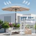 11FT Patio Umbrella, Outdoor Umbrella with with 8 Sturdy Fiberglass Ribs,Market Table Umbrella with Push Button Tilt and Crank,Suit for Backyard,Garden,Pool,Deck(Beige)