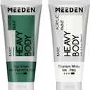 MEEDEN Acrylic Paint Sap Green: Bundled with Titanium White Color - 100ml/3.38oz x 2 Bulk Heavy Body Acrylic Paint Tubes for Art Craft Painting