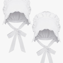 JenPen White Bonnet Women Colonial Hat Mob Bonnets Straw Handmaids Cosplay Easter Costume Lace with Adjustable Straps