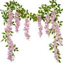 2 Pcs Wisteria Garland Artificial Flowers Wisteria Hanging Flowers Garland Pink 12 Ft Fake Silk Hanging Flower Vines Greenery for Wedding Arch Party Baby Shower Outdoor Indoor Ceremony