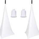Speaker Stand Cover Tripod Stand Skirt, DJ Speaker Stand Tripod Cover Scrim 360 Degree Coverage (White-Two Pack)