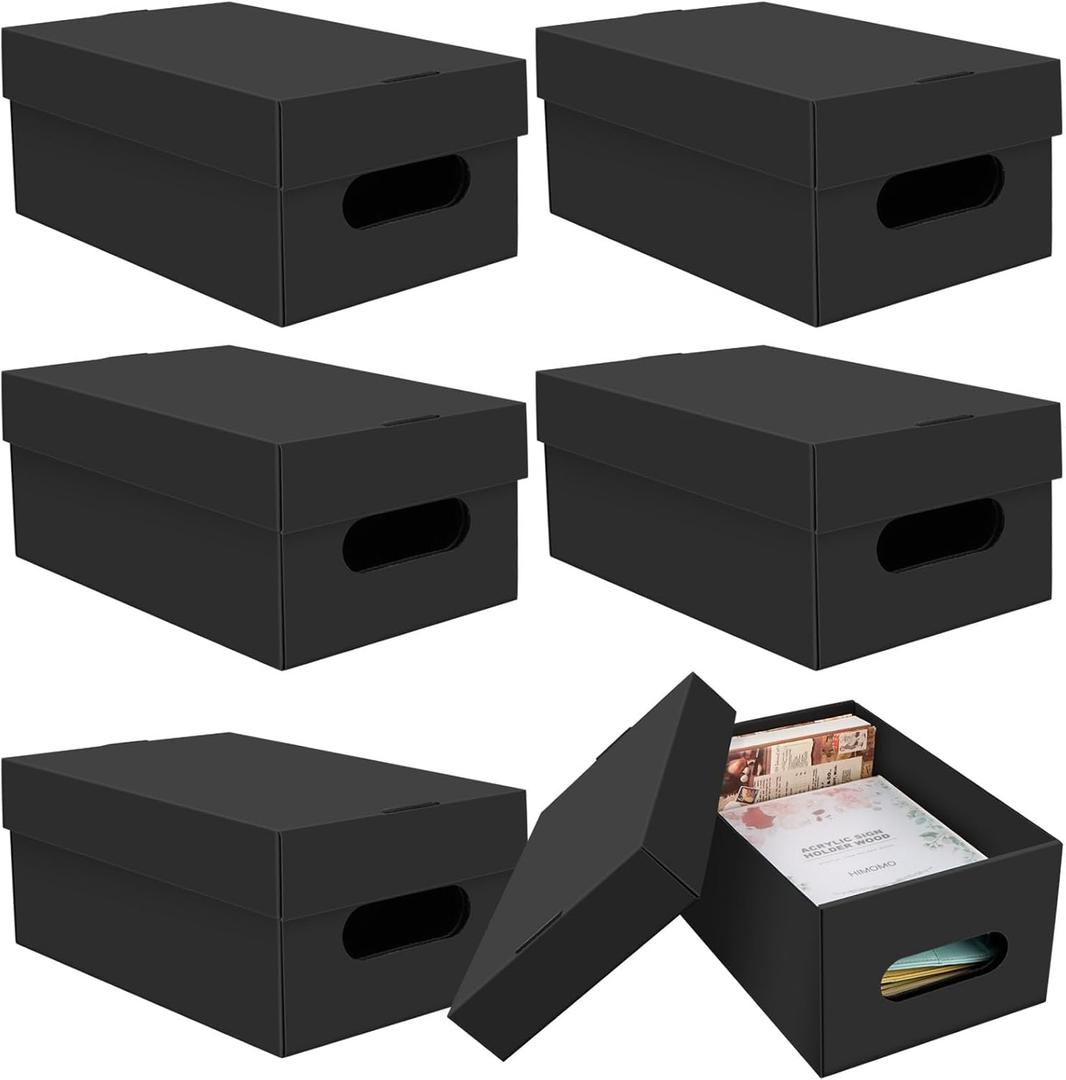 aopule 6PCS Photo Storage Box for 4"x6" Photos,10.2 x 6.5 x 4.7 Picture Box Store and Protect Pictures,Documents Black