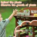 Kids Outdoor Mud Kitchen with Plant Growing Kit, Wooden Play Kitchen with Removable Water Sink, Faucet, Backyard Toy Cooking Playset for Kids
