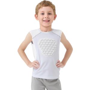 Dreammonkey 3T-9Y Toddlers Baseball Chest Protector Padded Compression Shirt Softball Lacrosse Rib Heart Sternum Guard (5T, White)