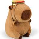 Ditucu Cute Capybara Plush with Hamburger Backpack Soft Capibara Stuffed Animal Plushies Toys Hugging Gifts for Kids Brown 9 inch