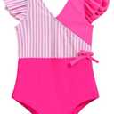Mioglrie Toddler Baby Swimsuit Girl Bathing Suit Girl 3T 4T Girls One Piece Swimsuits Color Block Swimwear