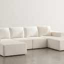 Ball & Cast 110"x72" Minimalist Modular U-Shaped Sectional Sofa with 2 Ottomans, Chenille Cloud Floor Couch with Compressed Upholstery, No Assembly Required, for Living Room, Apartment, Beige