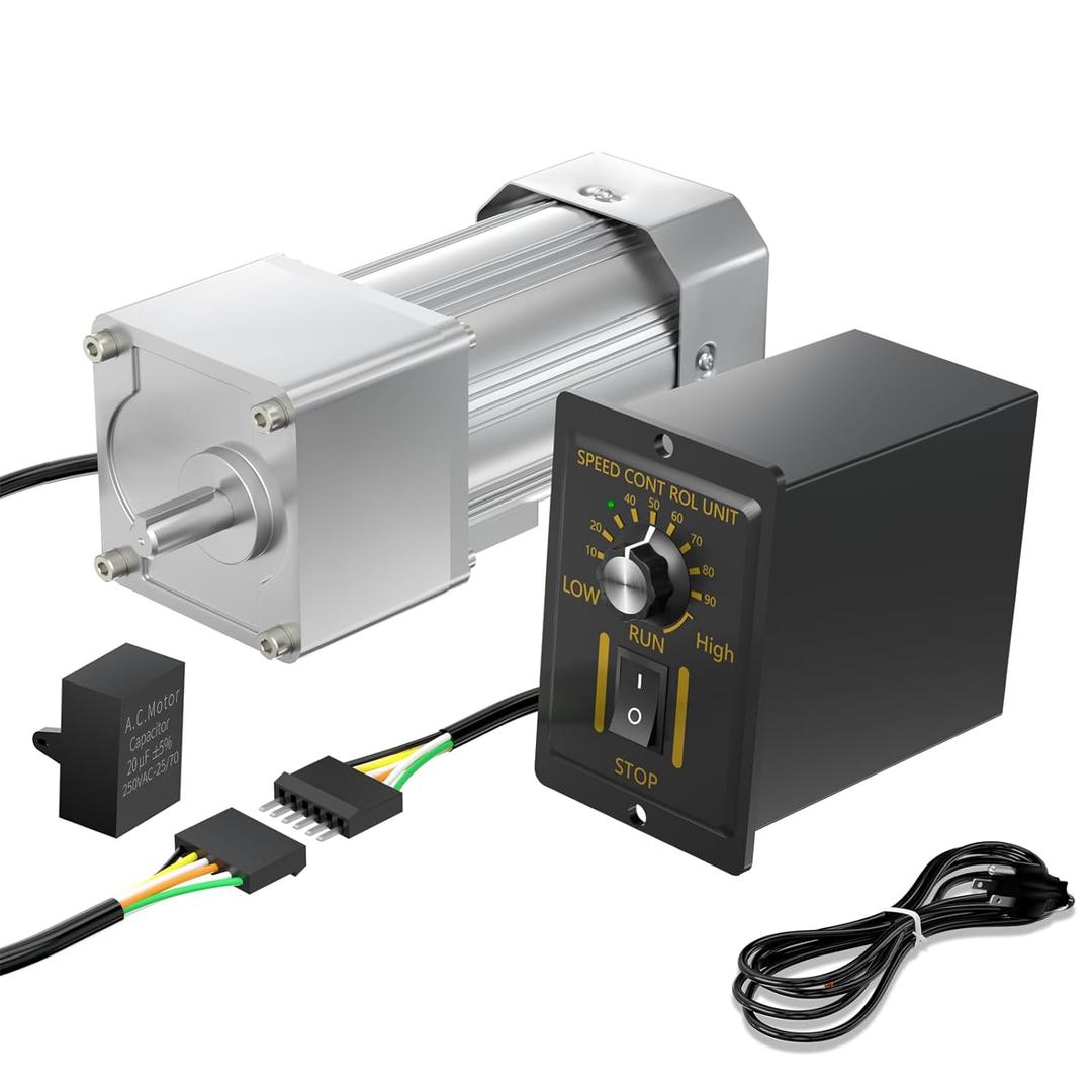 Larger Power 300W 110V AC Gear Reducer Motor High Torque 35Rpm Output Shaft 18mm with AC Speed Controller for Industrial Machinery and Home Applications