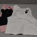 Bencailor 3 Pcs Girls Dance Tank Top Racerback Crop Tank Top Sleeveless Girls Tops Vests for Children White Black Pink 11-12 Years