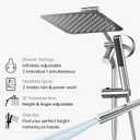 Veken 10" Luxurious Rain Shower Head with Handheld, High Pressure Rainfall Shower Heads wih Extension Arm, Wide Dual Showerhead with Spray Combo, Bathroom Accessories, Chrome, Silver