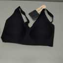 OEAK Womens Deep V Bras Wireless Comfortable Bra Supportive No Underwire Bras Tshirt Push Up Bralettes Plunge Seamless Bra (Large, Black)