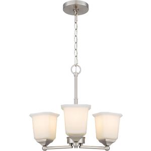 Tawson Nox 3-Light Chandelier Pendant Ceiling Light Brushed Nickle White Glass Shade Adjustable Height for Hallway, Entryway, Passway, Dining, Bedroom, Kitchen, Balcony Living Room
