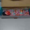 Wireless Keyboard and Mouse Combo, Retro Typewriter Keyboard with Round Keycaps, 2.4GHz USB Cute Wireless Keyboard Mouse for Computer, Desktop, Laptop and Computer (Black-Colorful)