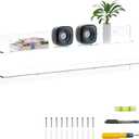 36 Inches Acrylic Wall Shelves 2 Pack, Floating Shelf for Wall Mounting, Acrylic Display Ledges for Funko Pop Figures, Home Dcor, Living Room, Gaming Room, Plants(36 inch, Clear)