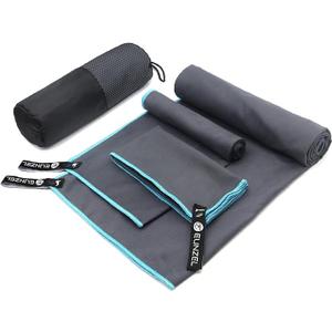 Eunzel Quick Dry  Towel, Microfiber Travel Towel 2 Pack,Fast Drying Towel Set for Camping, Beach, Gym, Sports, Yoga & Swimming Pool, Grey