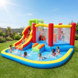 Bounce House Inflatable Bouncy Castle with Blower Large Bouncy Area Ball Pit for Kids,Blow Up Jump House for Backyard Indoor Outdoor Use (WB), 12'9.5" x 12'5.6" x 7'2.6"