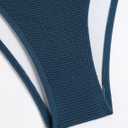 ZAFUL Women's Sexy Triangle Bikini Set O Ring Linked Two Piece Swimsuits Textured Ruched Cheeky Bathing Suit (Blue, M)