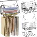 X-cosrack 2-Packs Hanging Closet Organizers and Storage with Pants Hanger, Collapsible Hanging Closet Shelves, Adjustable Hanging Organizer for Closet & RV, Black Large (2 Packs(16.5*12.2*19.3 inches))