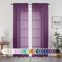 OWENIE Plum Sheer Curtains, Sheer Curtains 84 Inches Long 2 Panels Set, Rod Pocket Voile Firmly Sheer Drapes for Living Room Bedroom, 2pcs, Plum, Each 42" W x 84" L