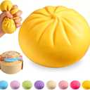 Dumpling Squishy, Viral Squishy Dumpling Mystery Box,Squishies Toys, Bao Bun Squeeze Stress Relief Fidget Toy,Holiday & Birthday Gifts for Kids Teens & Adults (Yellow)