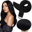 Full Shine Real Human Hair Tape in Extensions Black 24Inch Double Sided for Skin Weft Tape in Hair Extensions 20Pcs 50Gram Color 1 Jet Black Seamless Hair Extensions Real Human Hair Straight
