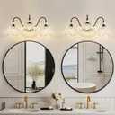 Black Bathroom Vanity Light,3-Light Vanity Light with Crystal Glass Shades,Vintage Farmhouse Vanity Lighting for Bathroom and Dressing Table