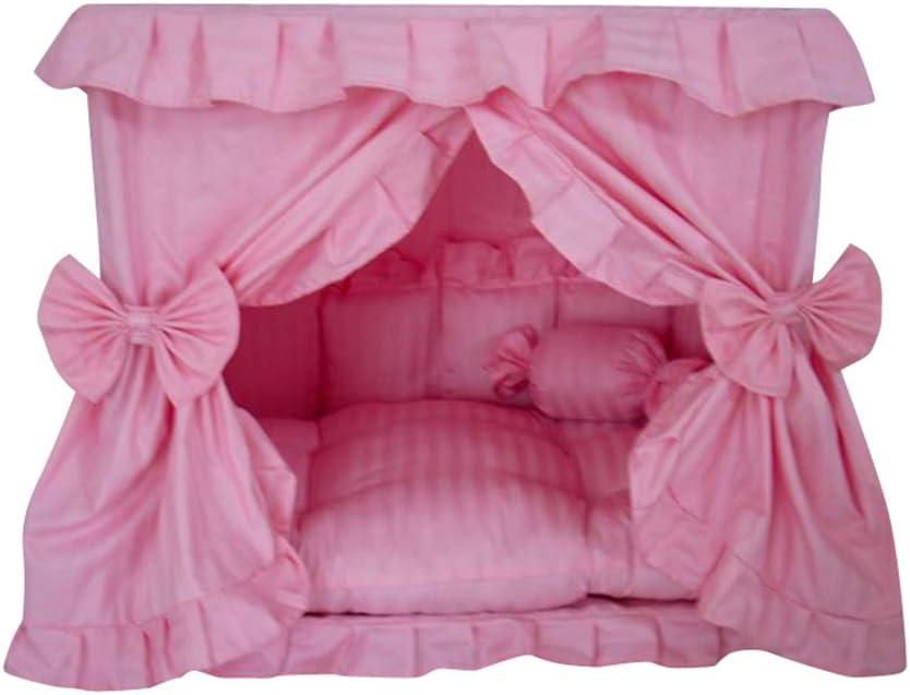 Princess Pink Pet Dog Handmade Bed House+1 Candy Pillow (Small)