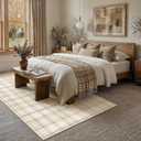 8x10 Beige Plaid Living Room Area Rug