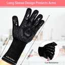BBQ Fireproof Gloves, Grill Cut-Resistant Gloves 1472F Heat Resistant Gloves, Non-Slip Silicone Oven Gloves, Kitchen Safe Cooking Gloves for Oven Mitts, Barbecue, Cooking, Frying, Black 2 Pairs
