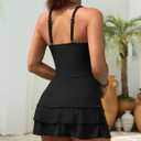CiCiBird Women One Piece Swimsuit Tummy Control Bathing Suit Mesh Wraps Metal Swim Dress Skirt Swimwear (Black, L)