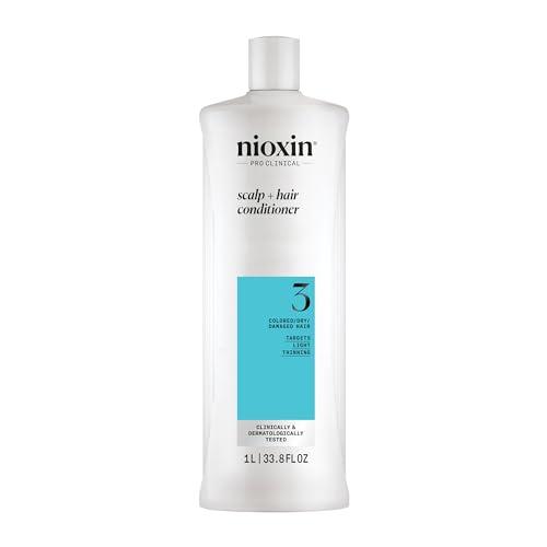 Nioxin System 3 Scalp + Hair Conditioner | For Colored or Damaged Hair with Light Thinning | With Niacinamide and Biotin | 33.8 Fl oz.