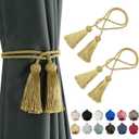 BEL AVENIR 2 Pack Curtain Handmade Tiebacks Decorative Curtain Holdbacks with Tassel (Gold, 2 Pack)