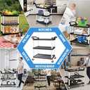 AQNIEGEP Utility Carts with Wheels, Heavy-Duty 510lbs Rolling Cart w/Lockable Wheels, Restaurant/Kitchen/Food Service Cart on Wheels, 3 Tier 16.9" D x 31.5" W x 39.5" H