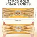 Preboun 50 Pack Folding Chair Cover Set with 25 Spandex Chair Slipcovers 25 Sequin Chair Sashes Bow Washable Chair Protector Chair Cover for Party Wedding Banquet Event (Black and Gold)