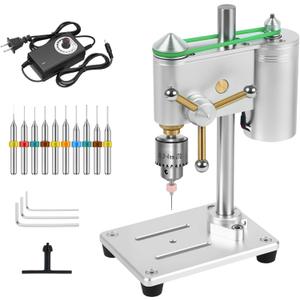 Mini Benchtop Drill Press, Precision Drill Press with Variable Speed Control, 360 Rotation CNC & JT0 Chuck for Metal & Wood, Jewelry, DIY Crafts, Watch, Lab (Grey)