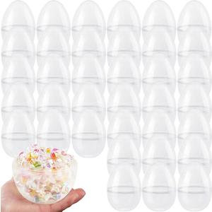 36 Pcs 6 Inch/ 5 Inch/ 4.5 Inch Jumbo Plastic Clear Easter Egg Fillable Large Plastic Eggs Transparent Bulk for Adult Kids Easter Egg Hunt Suprise Busket Stuffers Easter Party Supplies