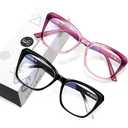 EASY READ 2 Pack Reading Glasses for Women,Cat Eye Blue Light Blocking Computer Readers with Spring Hinge(Magnification 1.50,Black/Purple)