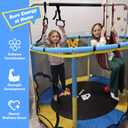 55" Indoor & Outdoor Trampoline for Kids with Enclosure, Toddler Trampoline with Adjustable Gymnastics Bar & Toys, No-Gap Safety Design