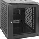 Tecmojo 12U Wall Mount Rack Network Cabinet for 19 IT Equipment, with Lockable Mesh Door and Removable Side Panels, Cooling Fan,Black,17.7inch Deep
