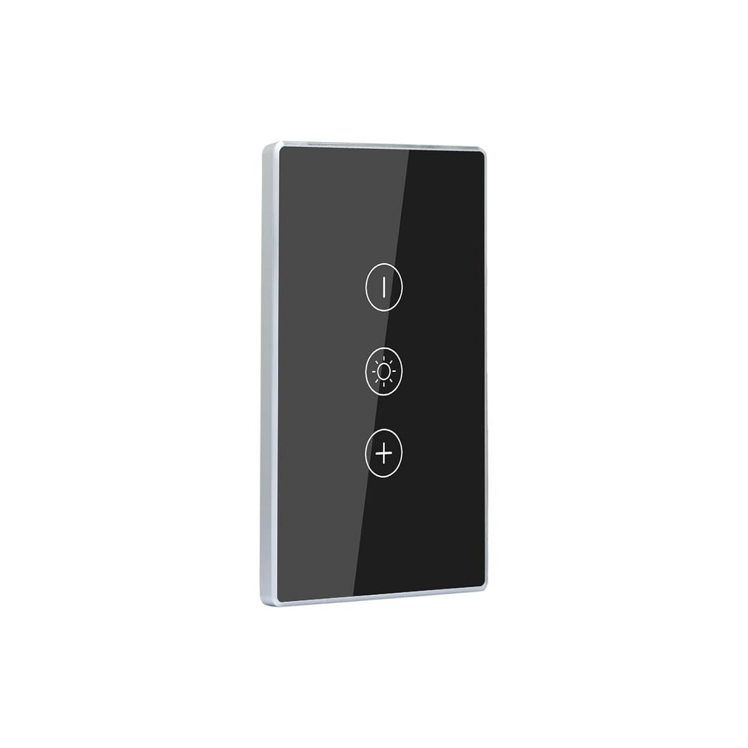 LOUYSGEN Smart Dimmer Switch 118X72X33MM Need Neutral Wire,Aluminum Frame 2.5D Glass Panel,2.4GHz Wi-Fi,Work with Tuya and Smart Life,Black Dimmer