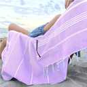 Aysesa-Sandproof Turkish Cotton Beach Towel Oversized w/Hidden-Pocket 75" Sand Free Blanket Extra Large Packable Travel Bath Towel Gift Men Women Made-in-Turkey (Lilac)