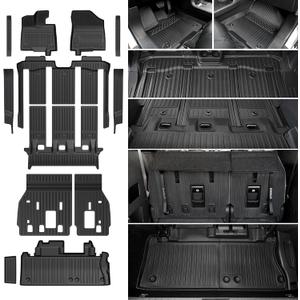 Floor Mats Set for 2021-2025 2026 Toyota Sienna (Only for 7 Seats), All Weather TPE Backrest Mat Trunk Lower Well Mat Cargo Liner Door Sill Guards Accessories (7 Seats Full Mats Set)