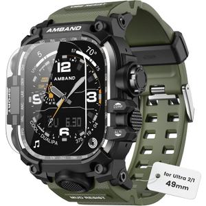 amBand for Apple Watch Ultra 2/1 Case, M3 Tactical Shockproof Band with Screen Protector for iWatch 49mm, Perfect Accessories for Fitness/Outdoor Enthusiasts Military Fans Fashion Seekers - Army Green (49mm - Ultra 2/Ultra, Army Green)