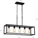 AMZASA Black Rectangle Kitchen Island Lights Rectangular Modern Industrial Chandelier for Dining Room 5 Lights Linear Vintage Cage Light Fixtures UL Listed