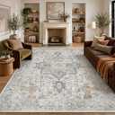 GENIMO 6x9 Washable Area Rugs for Living Room, Non Slip, Gray Beige