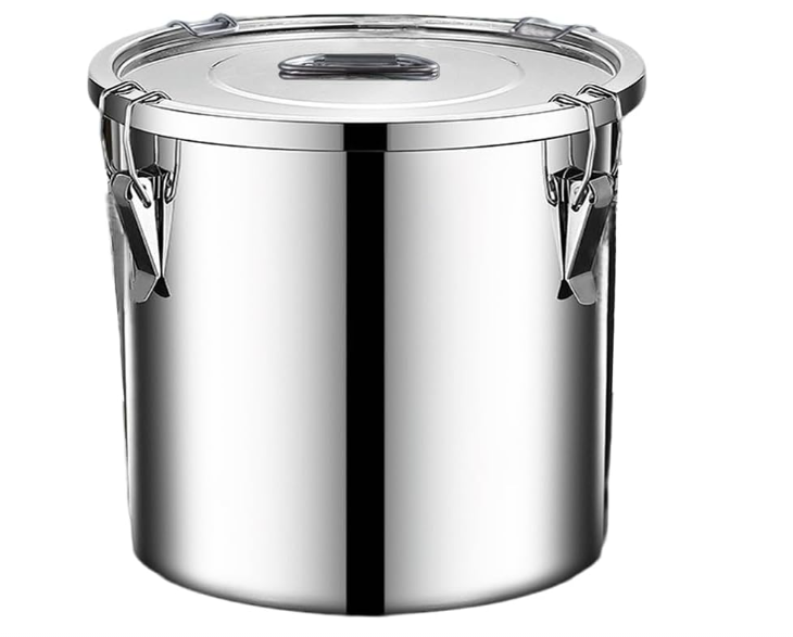 Verdeho stainless steel food storage containers with lids lock clips airtight container large airtight for rice flour sugar grain coffee bean storage containers Kitchen jar (1.59gal/6L)