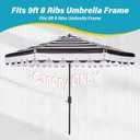 9ft Market Patio Umbrella Replacement Canopy, UV Protective, Fade Resistant, Vented Design for Outdoor Use (Black White Stripe)
