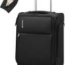Hanke Underseat Carry On Luggage with Wheels, 17-Inch Small Suitcase Rolling Under Seat Luggage, Lightweight Personal Item Bag with 15.6" Compartment for Overnight & Short Trips, Black, 17 Inch Underseat Plus