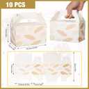 2 x 10 PCS Party Favor Treat Boxes, 6.5 x 4 x 4 Inches Gable Box with Handle, Goodie Boxes for Sweets, Candy, Cookie, Summer Picnic, Mother's Day, Outdoor Wedding, Baby Shower, Graduation, White Leaf